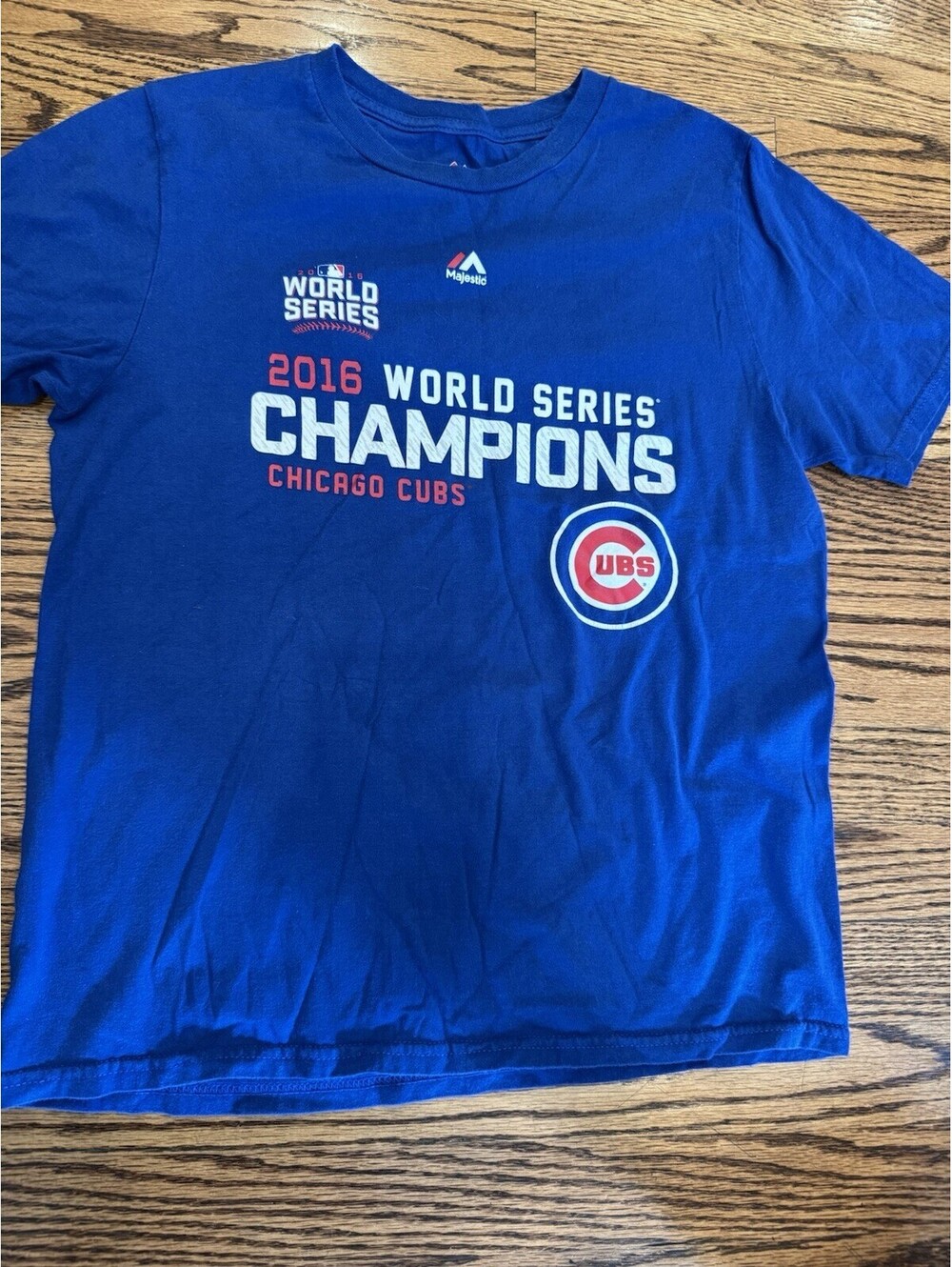 Majestic Chicago Cubs 2016 World Series Champions Blue Youth T-Shirt L 14/16